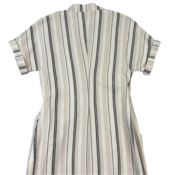 Hansen & Gretel | Linen Blend Striped Short Sleeve Midi Length Wrap Dress - Picture 4 of 12